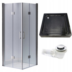 KABINA PRYSZNICOWA KWADRATOWA + BRODZIK KZ1290B/SXL02B CHROM/CZARNY 90x90 KZ1290B+SXL02B-BL