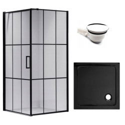 KABINA PRYSZNICOWA KWADRATOWA + BRODZIK BS13B/SXL02B CZARNA/CZARNY 90x90 CM BS13B+ST02B-BL