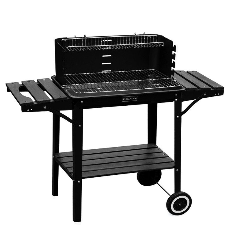 GRILL OGRODOWY WĘGLOWY Z PÓŁKAMI I ROŻNEM VL06-RS CZARNY VL06-RS-BLACK