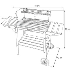 GRILL OGRODOWY WĘGLOWY Z PÓŁKAMI I ROŻNEM VL06-RS CZARNY VL06-RS-BLACK