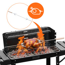 GRILL OGRODOWY WĘGLOWY Z PÓŁKAMI I ROŻNEM VL06-RS CZARNY VL06-RS-BLACK