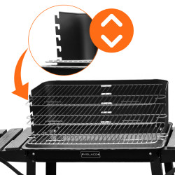 GRILL OGRODOWY WĘGLOWY Z PÓŁKAMI I ROŻNEM VL06-RS CZARNY VL06-RS-BLACK