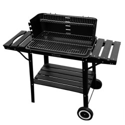 GRILL OGRODOWY WĘGLOWY Z PÓŁKAMI I ROŻNEM VL06-RS CZARNY VL06-RS-BLACK