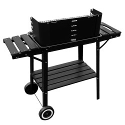 GRILL OGRODOWY WĘGLOWY Z PÓŁKAMI I ROŻNEM VL06-RS CZARNY VL06-RS-BLACK