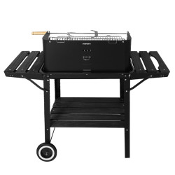 GRILL OGRODOWY WĘGLOWY Z PÓŁKAMI I ROŻNEM VL06-RS CZARNY VL06-RS-BLACK