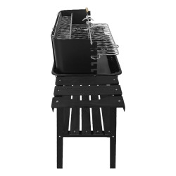 GRILL OGRODOWY WĘGLOWY Z PÓŁKAMI I ROŻNEM VL06-RS CZARNY VL06-RS-BLACK