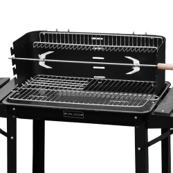 GRILL OGRODOWY WĘGLOWY Z PÓŁKAMI I ROŻNEM VL06-RS CZARNY VL06-RS-BLACK