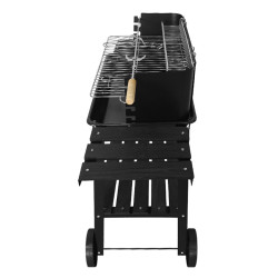 GRILL OGRODOWY WĘGLOWY Z PÓŁKAMI I ROŻNEM VL06-RS CZARNY VL06-RS-BLACK