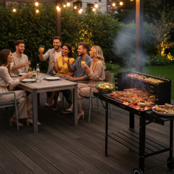 GRILL OGRODOWY WĘGLOWY Z PÓŁKAMI I ROŻNEM VL06-RS CZARNY VL06-RS-BLACK
