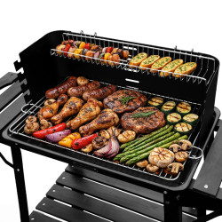 GRILL OGRODOWY WĘGLOWY Z PÓŁKAMI I ROŻNEM VL06-RS CZARNY VL06-RS-BLACK