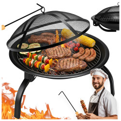 GRILL OGRODOWY WĘGLOWY Z POKRYWĄ VL07 CZARNY VL07-BLACK