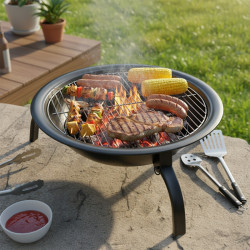 GRILL OGRODOWY WĘGLOWY Z POKRYWĄ VL07 CZARNY VL07-BLACK