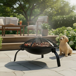 GRILL OGRODOWY WĘGLOWY Z POKRYWĄ VL07 CZARNY VL07-BLACK