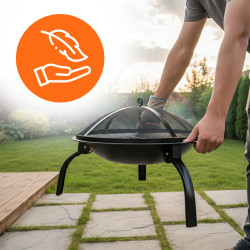 GRILL OGRODOWY WĘGLOWY Z POKRYWĄ VL07 CZARNY VL07-BLACK