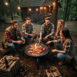 GRILL OGRODOWY WĘGLOWY Z POKRYWĄ VL07 CZARNY VL07-BLACK
