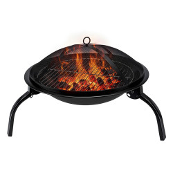GRILL OGRODOWY WĘGLOWY Z POKRYWĄ VL07 CZARNY VL07-BLACK