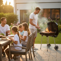 GRILL OGRODOWY WĘGLOWY Z POKRYWĄ VL05 CZARNY VL05-BLACK