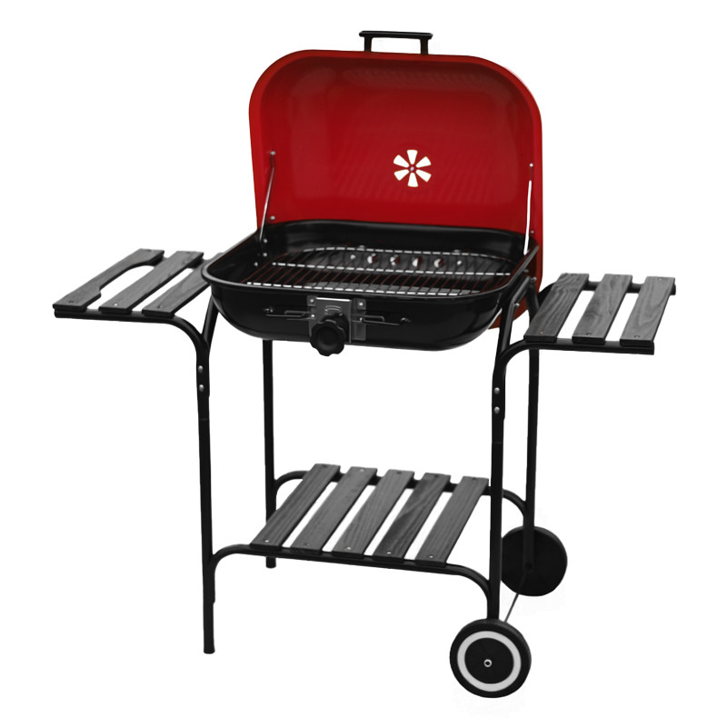GRILL OGRODOWY WĘGLOWY Z POKRYWĄ VL02 CZERWONO/CZARNY VL02-RED-BLACK
