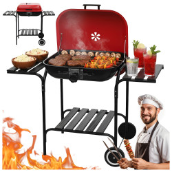 GRILL OGRODOWY WĘGLOWY Z POKRYWĄ VL02 CZERWONO/CZARNY VL02-RED-BLACK