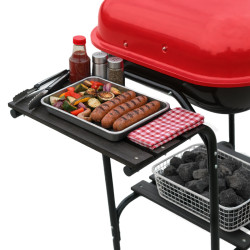 GRILL OGRODOWY WĘGLOWY Z POKRYWĄ VL02 CZERWONO/CZARNY VL02-RED-BLACK