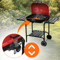 GRILL OGRODOWY WĘGLOWY Z POKRYWĄ VL02 CZERWONO/CZARNY VL02-RED-BLACK