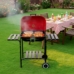 GRILL OGRODOWY WĘGLOWY Z POKRYWĄ VL02 CZERWONO/CZARNY VL02-RED-BLACK