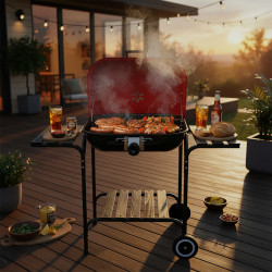 GRILL OGRODOWY WĘGLOWY Z POKRYWĄ VL02 CZERWONO/CZARNY VL02-RED-BLACK