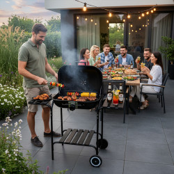 GRILL OGRODOWY WĘGLOWY Z POKRYWĄ VL02 CZARNY VL02-BLACK