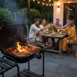 GRILL OGRODOWY WĘGLOWY Z POKRYWĄ VL02 CZARNY VL02-BLACK