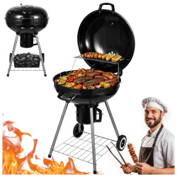 GRILL OGRODOWY WĘGLOWY Z POKRYWĄ OKRĄGŁY VL04 CZARNY VL04-BLACK