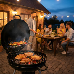 GRILL OGRODOWY WĘGLOWY Z POKRYWĄ OKRĄGŁY VL04 CZARNY VL04-BLACK