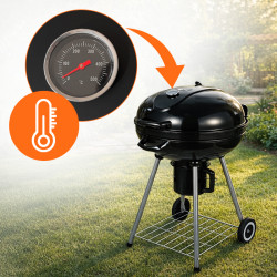 GRILL OGRODOWY WĘGLOWY Z POKRYWĄ OKRĄGŁY VL04 CZARNY VL04-BLACK