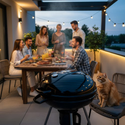 GRILL OGRODOWY WĘGLOWY Z POKRYWĄ OKRĄGŁY VL04 CZARNY VL04-BLACK