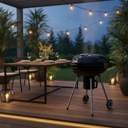 GRILL OGRODOWY WĘGLOWY Z POKRYWĄ OKRĄGŁY VL04 CZARNY VL04-BLACK