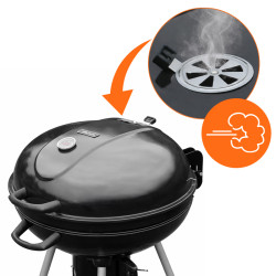 GRILL OGRODOWY WĘGLOWY Z POKRYWĄ OKRĄGŁY VL04 CZARNY VL04-BLACK