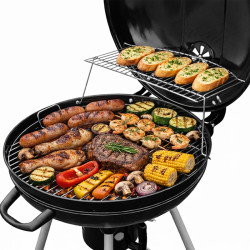 GRILL OGRODOWY WĘGLOWY Z POKRYWĄ OKRĄGŁY VL04 CZARNY VL04-BLACK