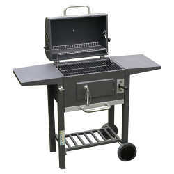 GRILL OGRODOWY WĘGLOWY Z POKRYWĄ I PÓŁKAMI VL14 SZARY VL14-GREY