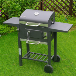 GRILL OGRODOWY WĘGLOWY Z POKRYWĄ I PÓŁKAMI VL14 SZARY VL14-GREY