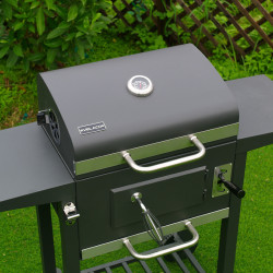 GRILL OGRODOWY WĘGLOWY Z POKRYWĄ I PÓŁKAMI VL14 SZARY VL14-GREY