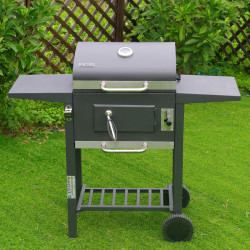 GRILL OGRODOWY WĘGLOWY Z POKRYWĄ I PÓŁKAMI VL14 SZARY VL14-GREY