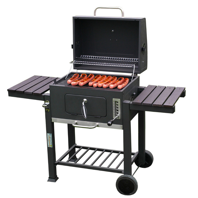 GRILL OGRODOWY WĘGLOWY Z POKRYWĄ I PÓŁKAMI VL13 DUŻY XXL SZARY VL13-GREY
