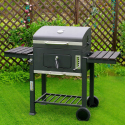 GRILL OGRODOWY WĘGLOWY Z POKRYWĄ I PÓŁKAMI VL13 DUŻY XXL SZARY VL13-GREY