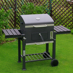 GRILL OGRODOWY WĘGLOWY Z POKRYWĄ I PÓŁKAMI VL13 DUŻY XXL SZARY VL13-GREY