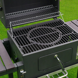 GRILL OGRODOWY WĘGLOWY Z POKRYWĄ I PÓŁKAMI VL13 DUŻY XXL SZARY VL13-GREY