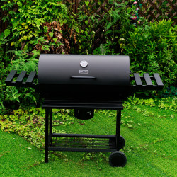 GRILL OGRODOWY WĘGLOWY Z POKRYWĄ I PÓŁKAMI VL09 CZARNY VL09-BLACK