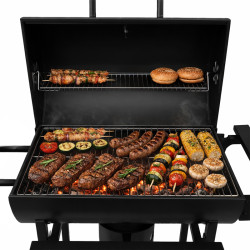 GRILL OGRODOWY WĘGLOWY Z POKRYWĄ I PÓŁKAMI VL03 CZARNY VL03-BLACK