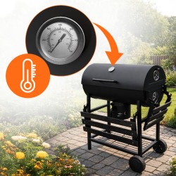 GRILL OGRODOWY WĘGLOWY Z POKRYWĄ I PÓŁKAMI VL03 CZARNY VL03-BLACK