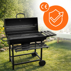 GRILL OGRODOWY WĘGLOWY Z POKRYWĄ I PÓŁKAMI VL03 CZARNY VL03-BLACK