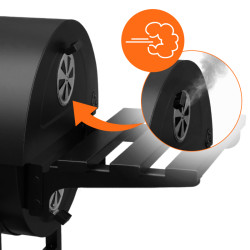 GRILL OGRODOWY WĘGLOWY Z POKRYWĄ I PÓŁKAMI VL03 CZARNY VL03-BLACK