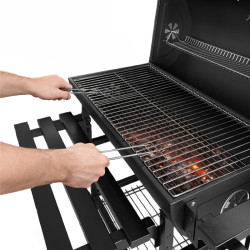 GRILL OGRODOWY WĘGLOWY Z POKRYWĄ I PÓŁKAMI VL03 CZARNY VL03-BLACK
